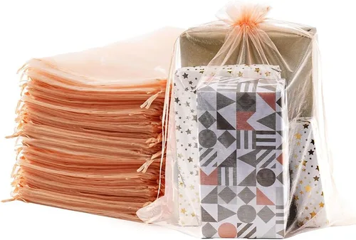 Miniatura 7 de Meowoo 12 bolsas grandes de organza, bolsas de malla grandes de 12 x 16 pulgadas con cordón, bolsas de regalo de malla con cordón para zapatos
