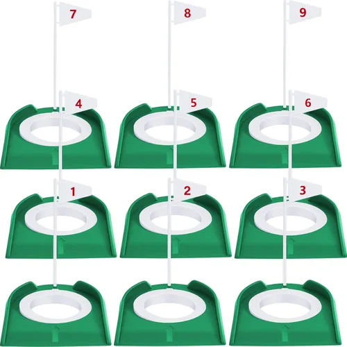 Miniatura 8 de Sotiff 9 Pack Golf Putting Cup and Flag Plastic Golf Hole Training Aids Training Putters for Indoor Outdoor Men Women Office Backyard Garage Rojo