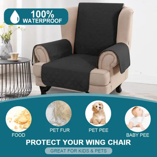 Miniatura 2 de Turquoize Funda 100 % impermeable para sillón de ala, protector de sofá, triple antideslizante, protector de muebles para mascotas, niños, perros