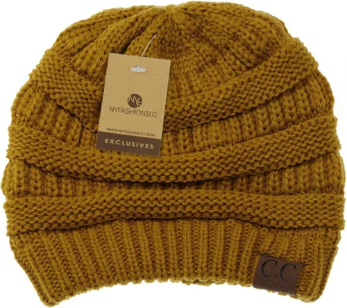 Miniatura 6 de C.C - Gorro de punto trenzado, elástico, moderno, grueso, suave y abrigado