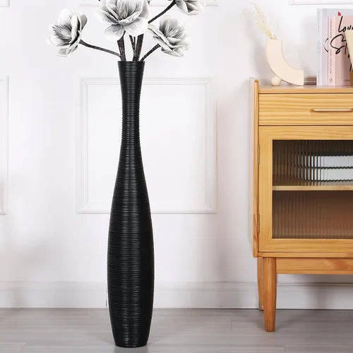 Miniatura 22 de Leewadee Florero decorativo alto para decoración de sala de estar, 20 ″, negro, resina