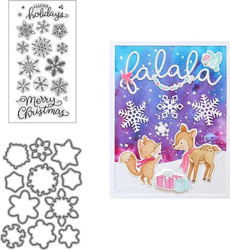 Juego de sellos y troqueles transparentes de copos de nieve de Navidad para hacer tarjetas, plantillas de corte para álbumes de recortes, álbum de