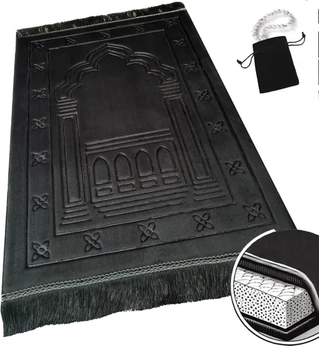Islamika Alfombra ortopédica de oración musulmana de espuma viscoelástica, acolchada muy gruesa, para hombres y mujeres, para viajes Eid, Ramadán,
