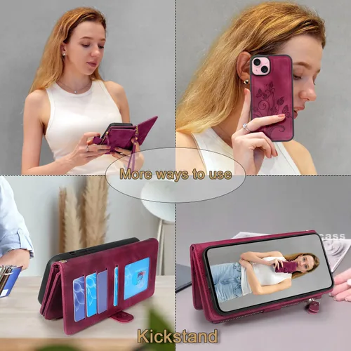 Miniatura 4 de Funda compatible con iPhone 14 / iPhone 13 de 6.1 pulgadas [ranuras para tarjetas] Soporte para efectivo de identificación y crédito con bolsillo
