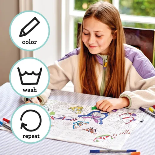 Miniatura 2 de Eatsleepdoodle Mantel individual de mariposa en su propia bolsa de transporte de algodón para colorear, divertido mantel individual educativo