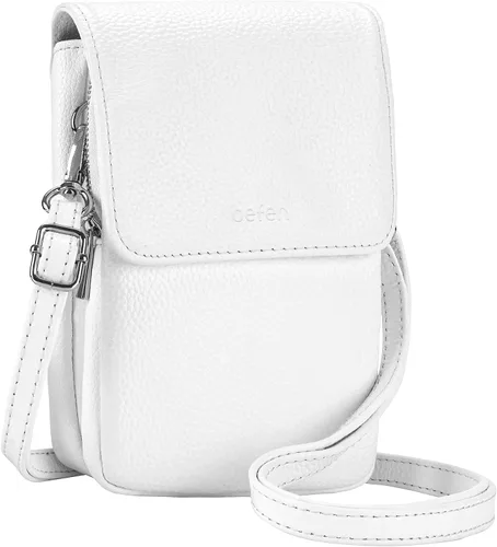 Miniatura 18 de befen Bolsos cruzados pequeños de cuero genuino para mujer, bolsa cruzada para teléfono celular con ranuras para tarjetas de bloqueo RFID