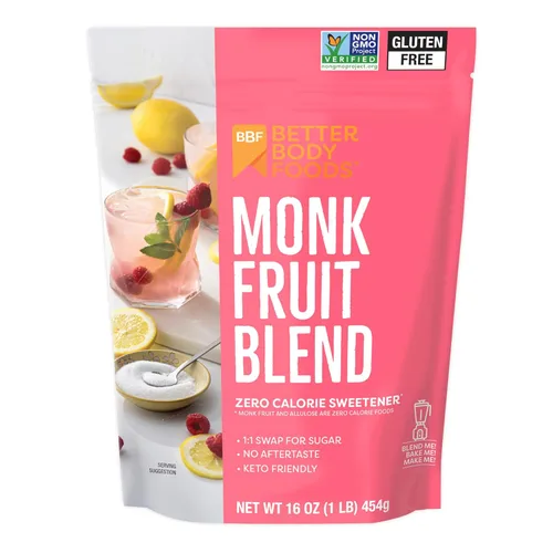 Miniatura 10 de BetterBody Foods Mezcla de edulcorante de alulosa de fruta de monje orgánico, sustituto de azúcar de caña cruda, cero calorías, apto para dieta