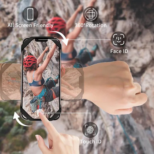 Miniatura 3 de Brazalete deportivo 3 en 1 + pulsera+soporte para teléfono de bicicleta, rotación de 360° y desmontable compatible con teléfono celular de 4.5-7