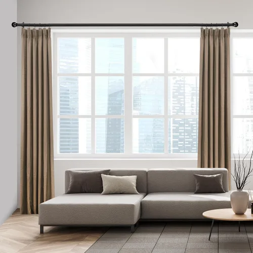 Miniatura 7 de Cortinero para ventanas, 16 a 76 pulgadas, con longitud máxima ajustable de 88 pulgadas, diámetro de 1 pulgada y remates redondos, color negro