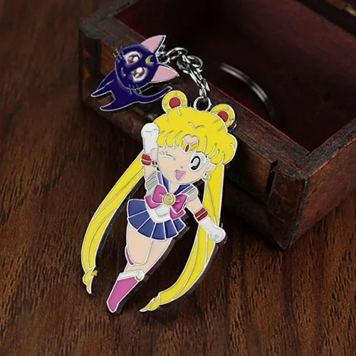 Miniatura 7 de Sailor Moon Tsukino Usagi con gato clave cadena llavero llavero