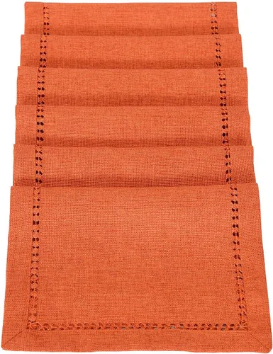 Miniatura 7 de Grelucgo - Camino de mesa o cubierta de tocador rectangular hecha a mano, color naranja