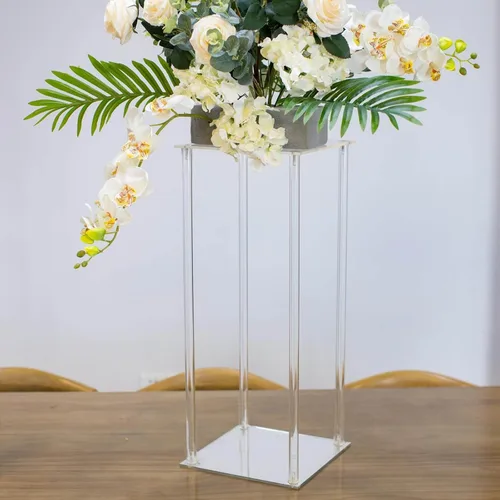 Miniatura 25 de Efavormart - Paquete de 2 soportes de metal para flores de boda de 12 pulgadas, soporte geométrico para centro de mesa Dorado