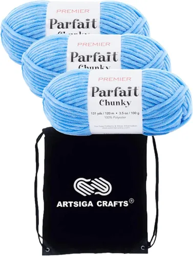 Miniatura 18 de Premier Yarns Parfait Chunky Mushroom 1150-41 (6 madejas - mismo lote de tinte) Peso S Bulky #6 Hilo de poliéster para ganchillo y punto con bolsa