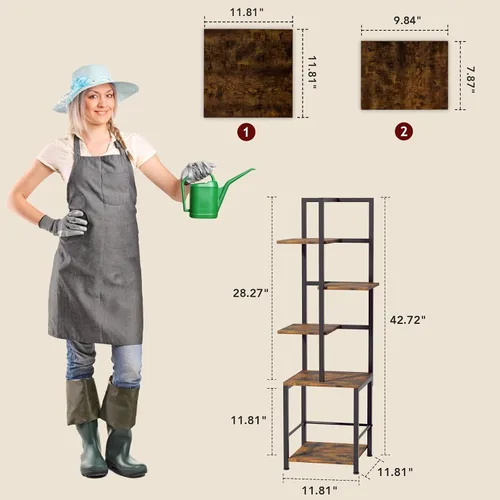 Miniatura 7 de Soporte para plantas de interior con luz de crecimiento, soporte alto para plantas de 5 niveles para interiores, estante de metal para plantas