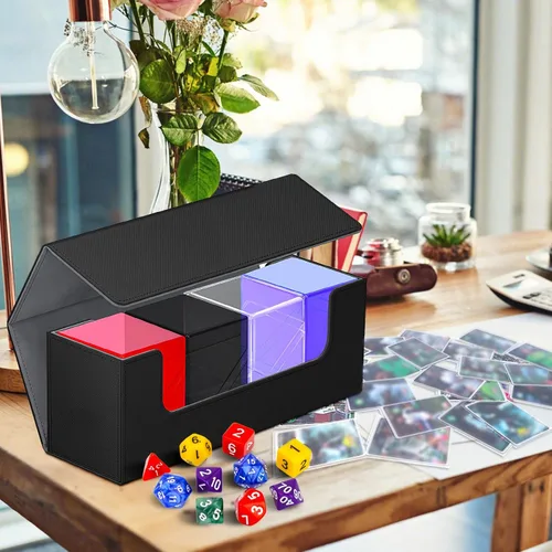 Miniatura 6 de KKU Cajas de cartas con 4 cajas de tarjetas Acylic con cierre magnético, caja de almacenamiento para tarjetas coleccionables que se adapta a más