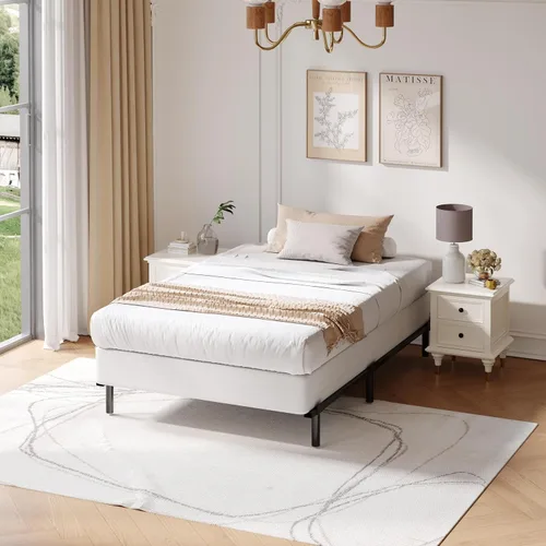 Miniatura 9 de Somier individual de 5 pulgadas, capacidad de 1500 libras, tamaño de base de cama metálica, base de colchón de perfil bajo con funda de tela, fácil
