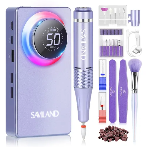 Miniatura 18 de SAVILAND Taladro de uñas eléctrico profesional de 50000 RPM: kit de taladro de uñas portátil 2026 para Nail Tech Arylic Nail Tools Elec