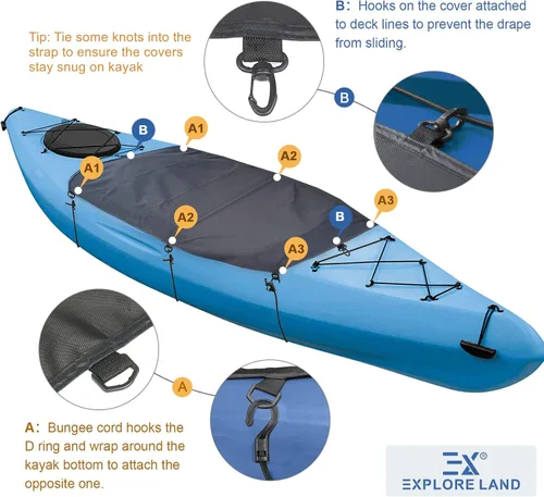 Miniatura 4 de Explore Land Cubierta universal impermeable para cabina de kayak, cubierta de sello para cabina de kayak para interior y exterior, regular de 44 x