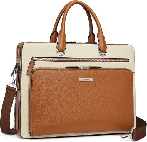 Miniatura 8 de BOSTANTEN Maletines para Hombre Bolsa de Mensajero de Cuero Genuino para Laptop de 15.6 Pulgadas, Maletín de Oficina, Trabajo, para Negocios, Viaje