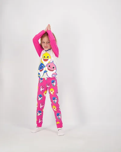 Miniatura 9 de Nickelodeon Baby Shark - Conjunto de camisa de manga larga y pantalones deportivos para bebés, niños pequeños y niños pequeños, color rosagris