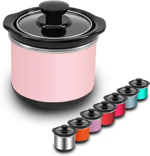 Miniatura 13 de Mini olla de cocción lenta, capacidad de 0.65 cuartos de galón, olla pequeña de cocción lenta, olla de cerámica, reducción de pérdida de nutrientes