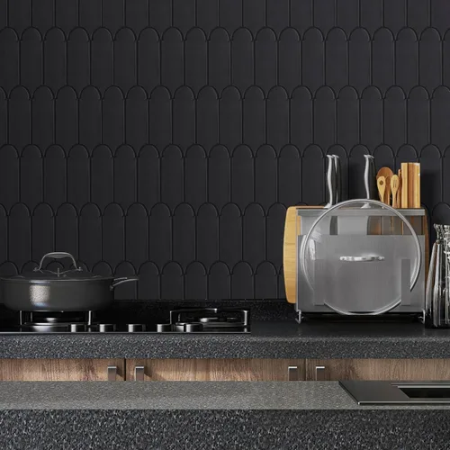 Miniatura 2 de Protector contra salpicaduras para cocina, diseño más grueso, protector contra salpicaduras de plumas negras mate de primera calidad, azulejos sin