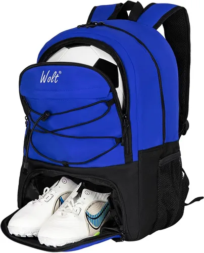 Miniatura 16 de WOLT - Mochila para balón de fútbol juvenil, bolsa deportiva con soporte para balón y compartimento para zapatos, para fútbol, fútbol americano