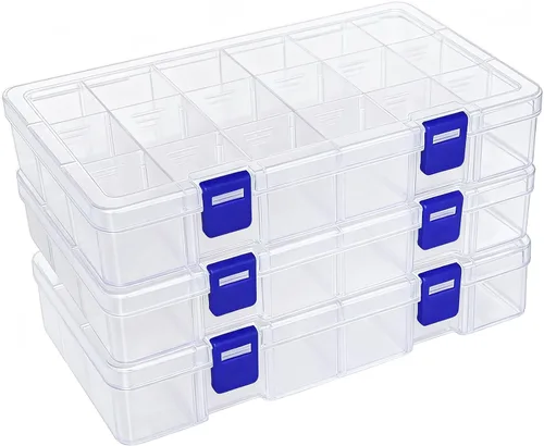 Miniatura 12 de DUOFIRE Caja organizadora de plástico con contenedor de almacenamiento, divisor ajustable, compartimento de cuadrícula extraíble para cuentas