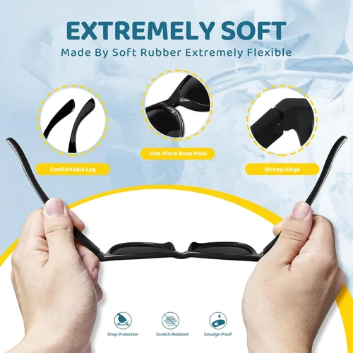 Miniatura 4 de Lentes de sol de goma Rivbos RBK004, flexibles, para niños lentes para bebés y niños de 3-10 (vidrio espejado disponible).