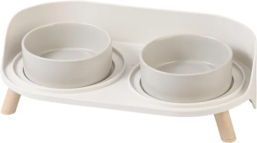 Juego de Cuencos Elevados de Cerámica para Gatos - Platos Dobles Elevados para Alimentos y Agua - Base Antideslizante y Resistente a Salpicaduras -