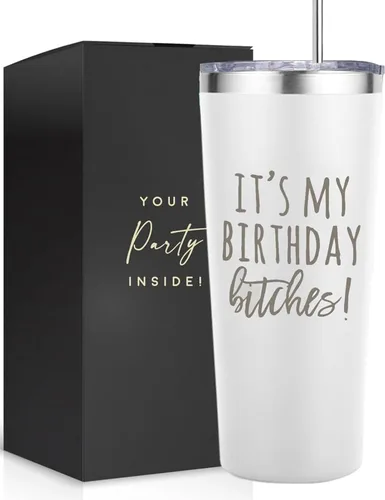 Miniatura 9 de Its My Birthday Bitches - Vaso de vino con aislamiento de acero inoxidable de 12 onzas, regalo único para mujeres y niñas, elegantes vasos y tazas