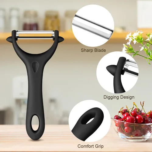 Miniatura 5 de AUAUY Pelador giratorio de verduras en forma de Y, mango ergonómico antideslizante, hoja de acero inoxidable, pelador de verduras para cocina