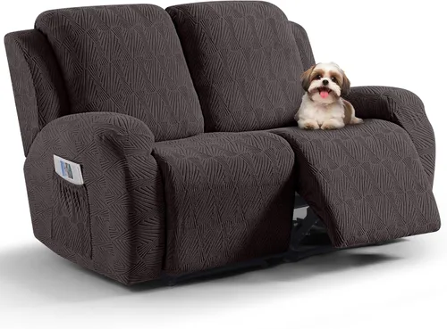 Miniatura 14 de VANSOFY Fundas para sillas reclinables, 4 piezas, elásticas, de tela jacquard, suave funda para silla reclinable, protector de muebles con parte
