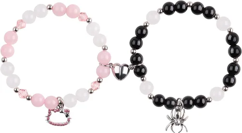 SINCSEFK Pulseras a juego para parejas, mejores amigos, araña, gatito, televisión, niña, pulseras de amistad, pulseras de relación de larga