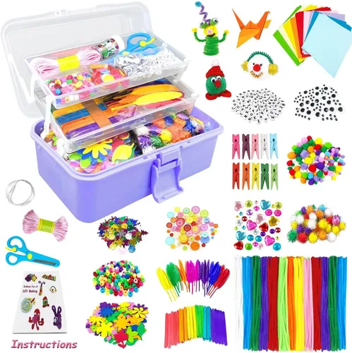 VLUSSO Suministros de artes y manualidades para niños Kits de manualidades DIY Materiales de suministros de arte Conjunto de manualidades para niños