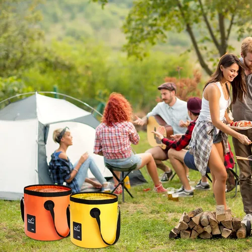 Miniatura 3 de Tessco for you Cubo plegable de 8 piezas con asa, cubo plegable de 5 galones, lavabo portátil de 20 L, contenedor de agua de campamento