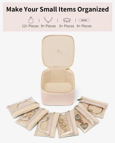 Miniatura 7 de Vlando Regalos para profesores, joyero con 6 bolsas de terciopelo para joyas, almacenamiento de joyas de viaje para mujeres y niñas, organizador