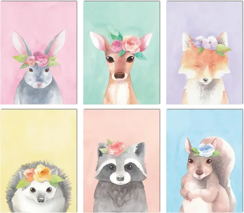 Miniatura 8 de L&O Goods - Pósteres enmarcados para decoración de guardería de animales para mamá y bebé, juego de 5 impresiones de decoración de habitación