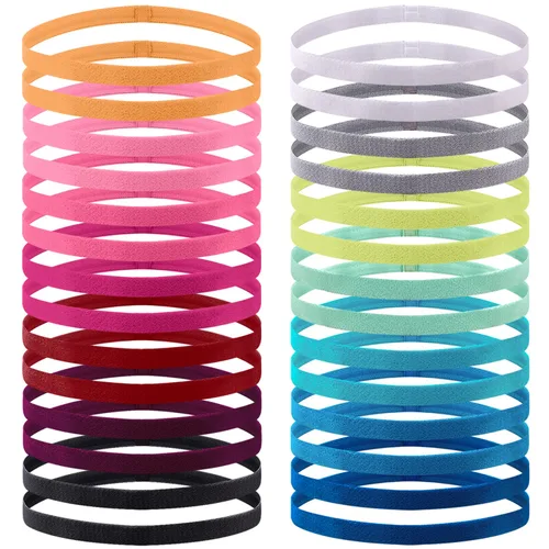 Duufin 28 diademas elásticas antideslizantes coloridas para entrenamiento, para mujeres, hombres y niñas, 14 colores