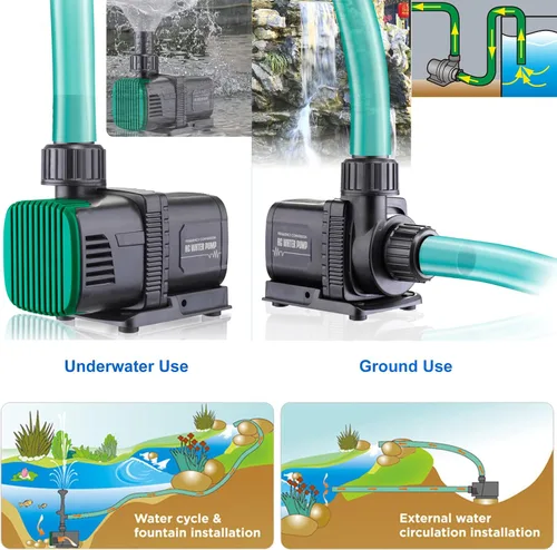 Miniatura 5 de Luckerain Bomba de acuario de 45 W 1600 GPH súper silenciosa, anfibia, circulación de agua sumergible externa, velocidad variable (12 velocidades)