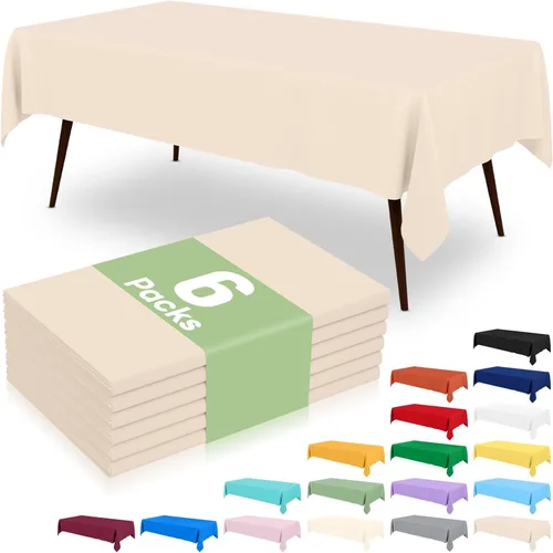 Miniatura 26 de misaya 6 paquetes de manteles de plástico desechables, 54 x 72 pulgadas mantel rectangular impermeable, cubiertas de mesa decorativas a prueba