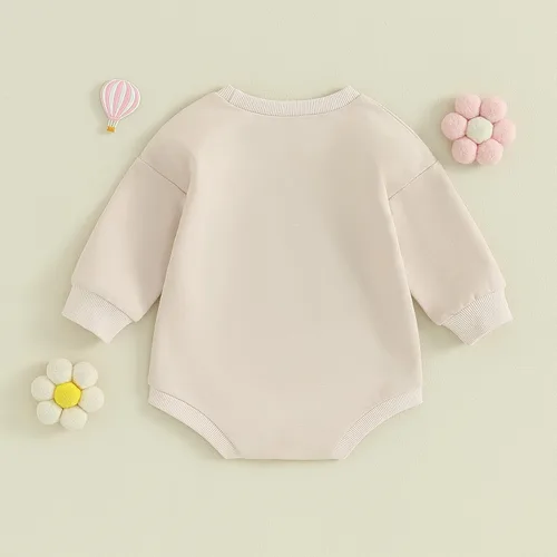 Miniatura 2 de BOIBOKOKO Ropa de bebé recién nacido, sudadera con estampado de letras de amor, mameluco de una pieza para otoño e invierno