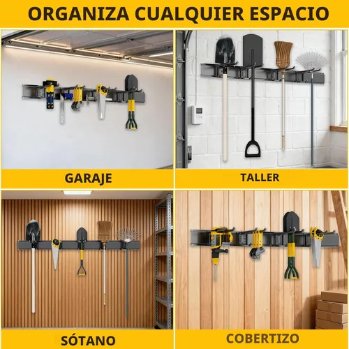 Miniatura 6 de Organizador de herramientas de garaje para montaje en pared, sistema de almacenamiento de garaje resistente de 48 pulgadas y organizador