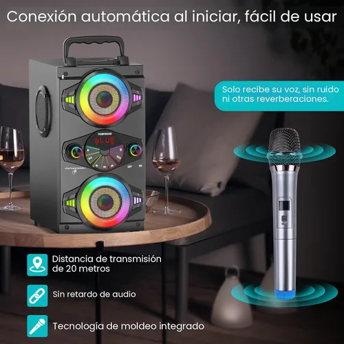 Miniatura 5 de Altavoces Bluetooth, altavoz Bluetooth inalámbrico portátil de 60 W, para fiestas en casa, para exteriores, con subwoofer, radio FM, luces LED