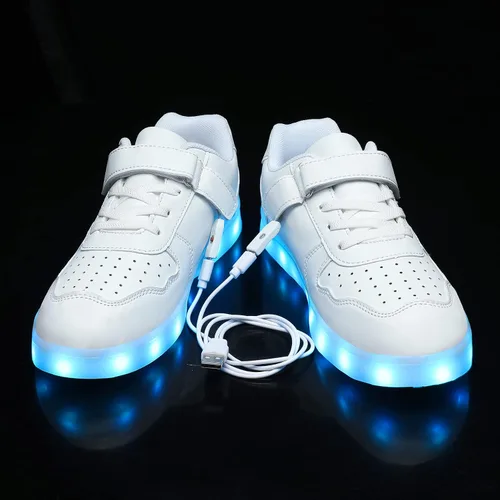 Miniatura 4 de Wooowyet Kids LED Sneakers for Boys Hook&Loop Low Light Up Shoes LED Girls USB Recharging