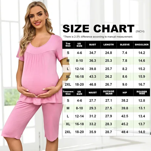 Miniatura 3 de Xpenyo Conjunto de pijama de maternidad para mujer, conjunto de 2 piezas con bolsillos