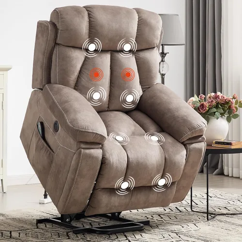 Miniatura 11 de CANMOV Power Lift - Silla reclinable para personas mayores con masaje por vibración y calefacción lumbar, silla elevadora eléctrica con bolsillo
