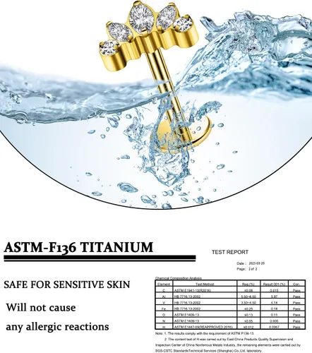 Miniatura 4 de 20G 18G 16G Astm F136 - Aretes de titanio sin rosca con parte trasera plana, tragus hélice, caracola, piercing, nariz, labio, hélice, cartílago