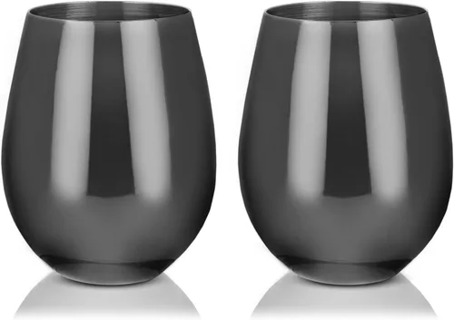 Miniatura 7 de Viski Copas de vino de acero inoxidable Gunmetal, vasos de vino modernos, copas elegantes para vinos tintos y blancos, regalos de boda, vacaciones