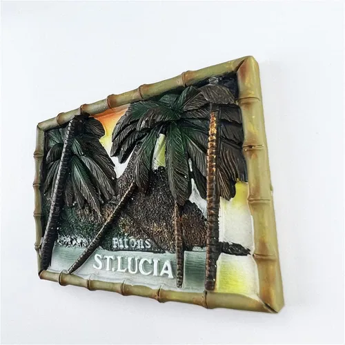 Miniatura 4 de Pitons St.Lucia - Imán para nevera, recuerdo de viaje, decoración de nevera, calcomanía magnética 3D, colección artesanal pintada a mano